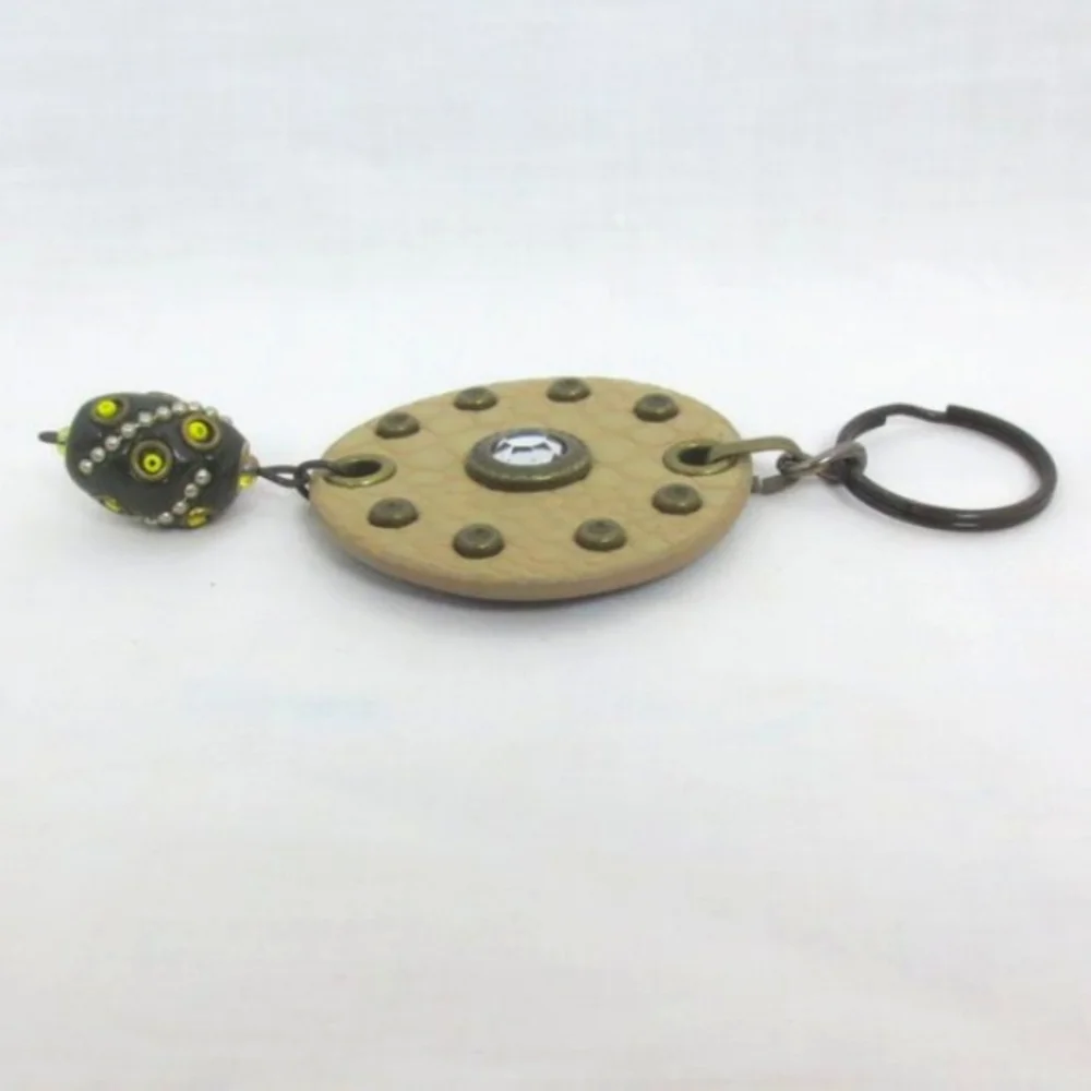 New Handmade Keychain Bag Charm Beaded Boho Faux Leather Rhinestone Swivel Clip